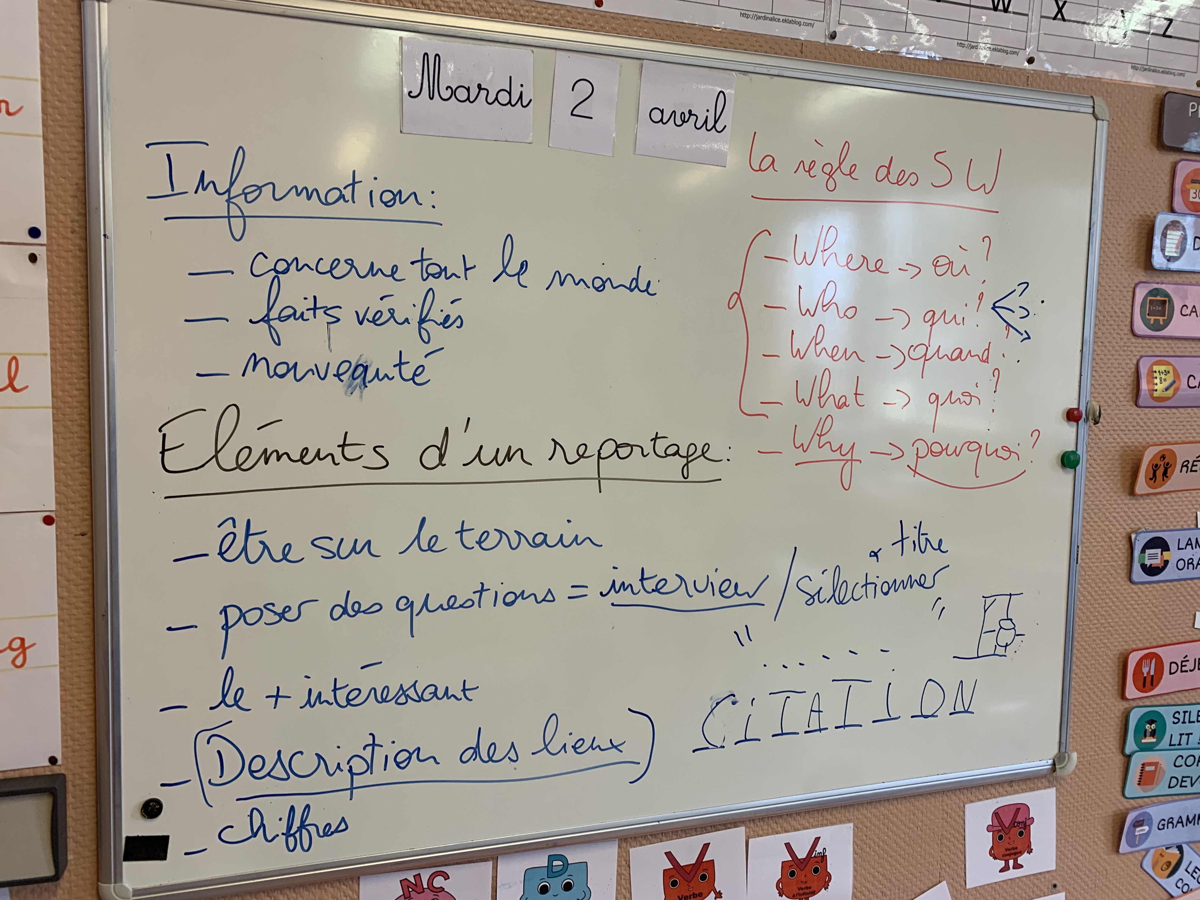 Reportage ecole Formerie J2 tableau